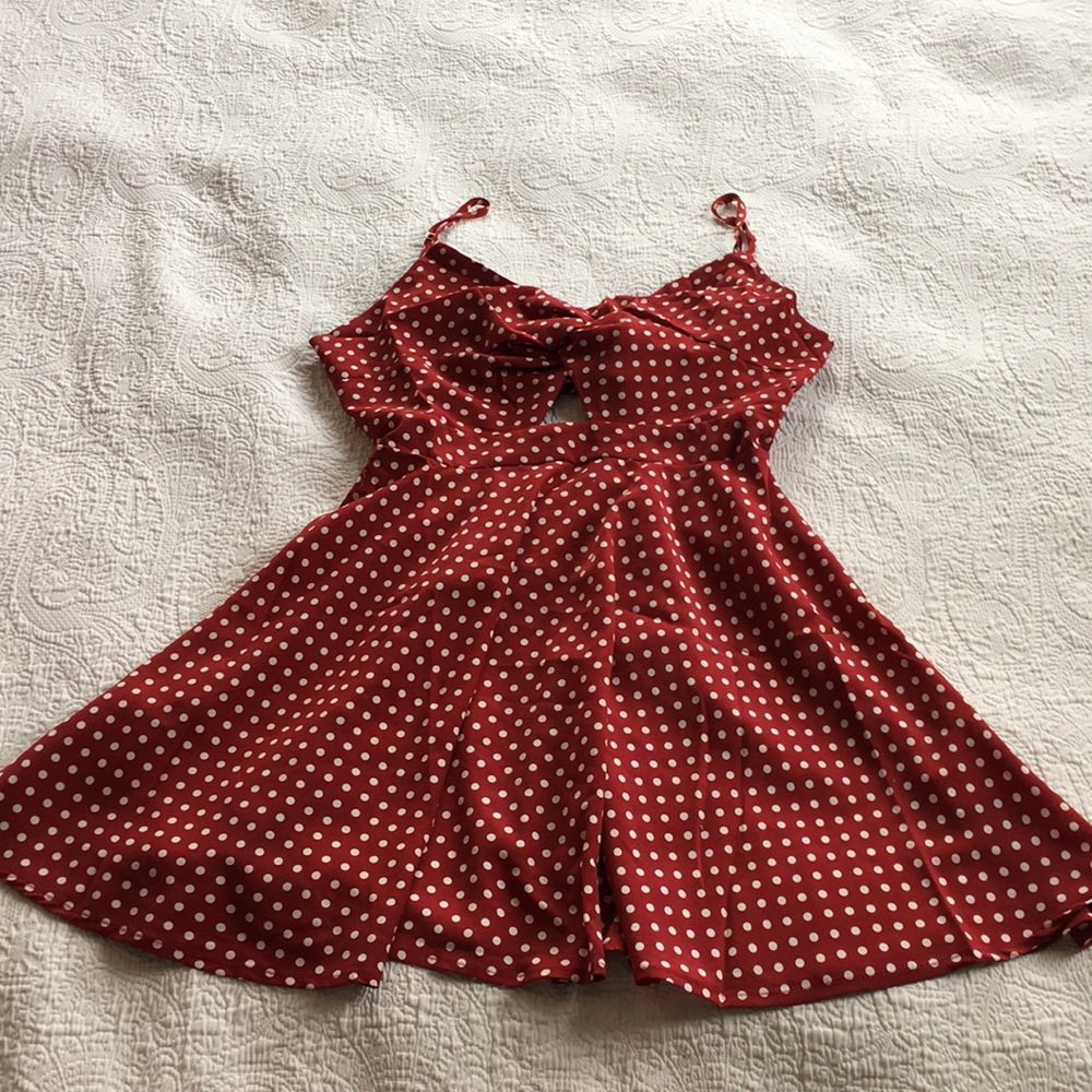 Red tie back dress